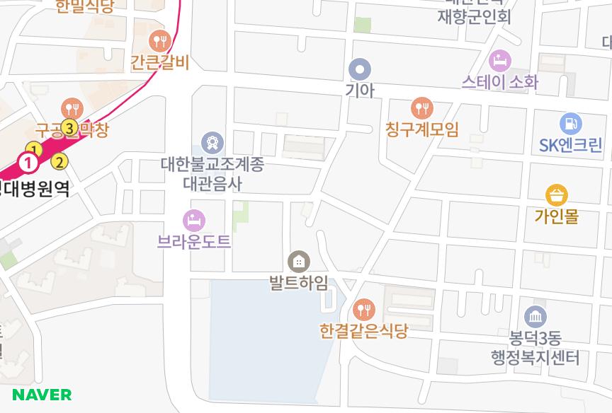 대구광역시 남구 봉덕동 위너스타운 위치·실거래 시세 지도