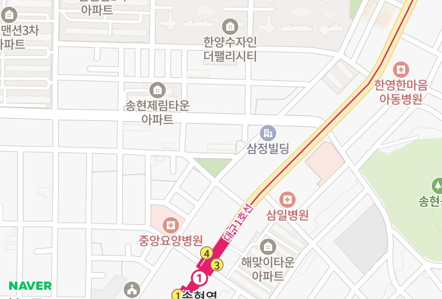대구광역시 달서구 송현동 송림1동 위치·실거래 시세 지도