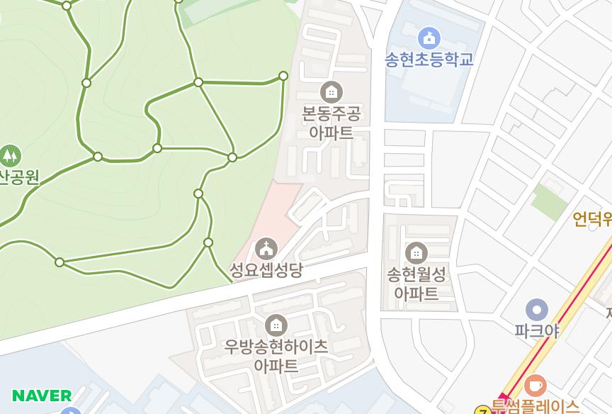대구광역시 달서구 송현동 송현화정리치타운 위치·실거래 시세 지도