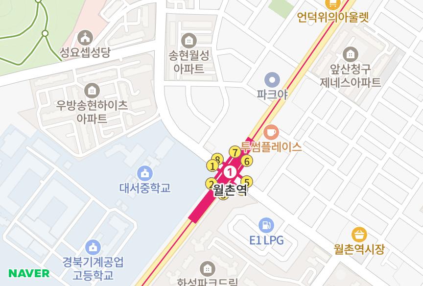 대구광역시 달서구 송현동 코리아 위치·실거래 시세 지도