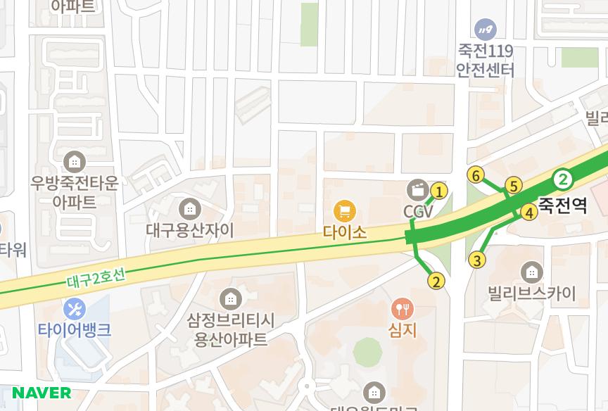 대구광역시 달서구 죽전동 태영팰리스 위치·실거래 시세 지도