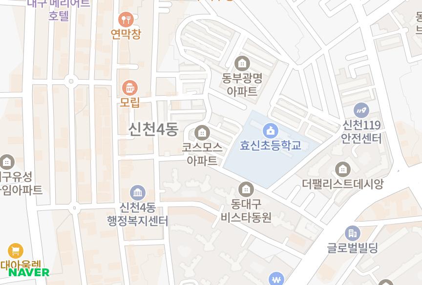 대구광역시 동구 신천동 코스모스 위치·실거래 시세 지도