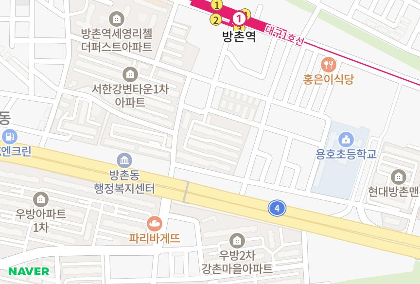 대구광역시 동구 방촌동 강변2차 위치·실거래 시세 지도