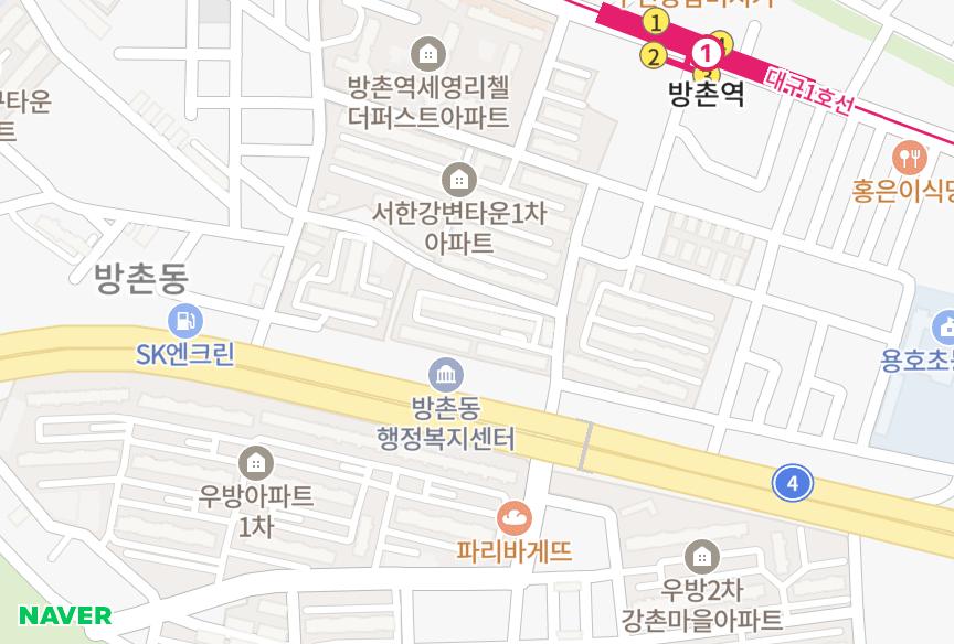 대구광역시 동구 방촌동 방촌우방맨션 위치·실거래 시세 지도