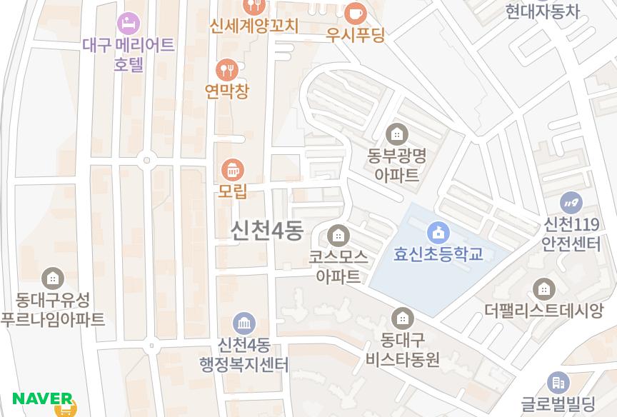 대구광역시 동구 신천동 효신 위치·실거래 시세 지도