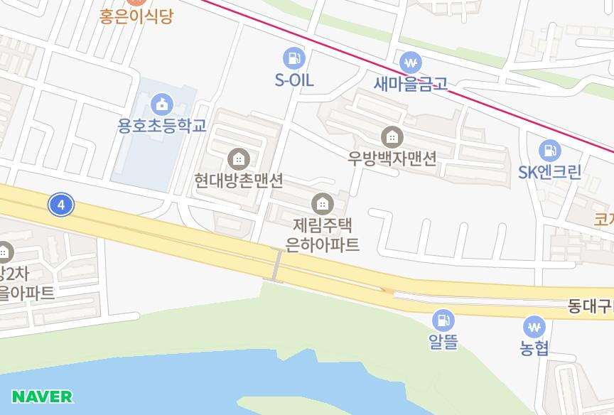 대구광역시 동구 용계동 은하 위치·실거래 시세 지도