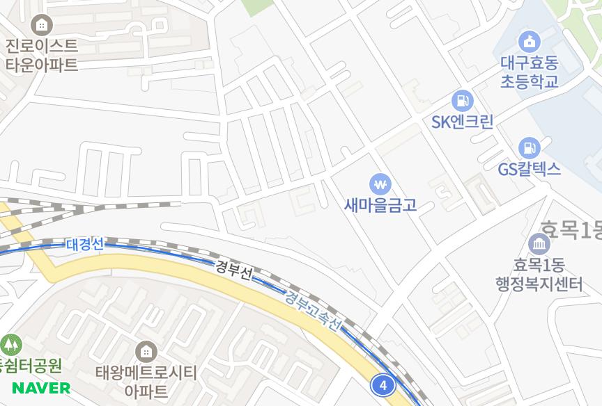 대구광역시 동구 효목동 비둘기 위치·실거래 시세 지도