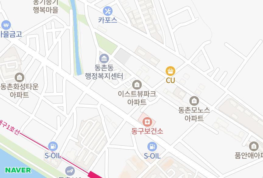 대구광역시 동구 검사동 이스트뷰파크 위치·실거래 시세 지도