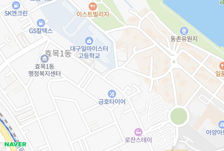 대구광역시 동구 효목동 레이크힐 위치·실거래 시세 지도