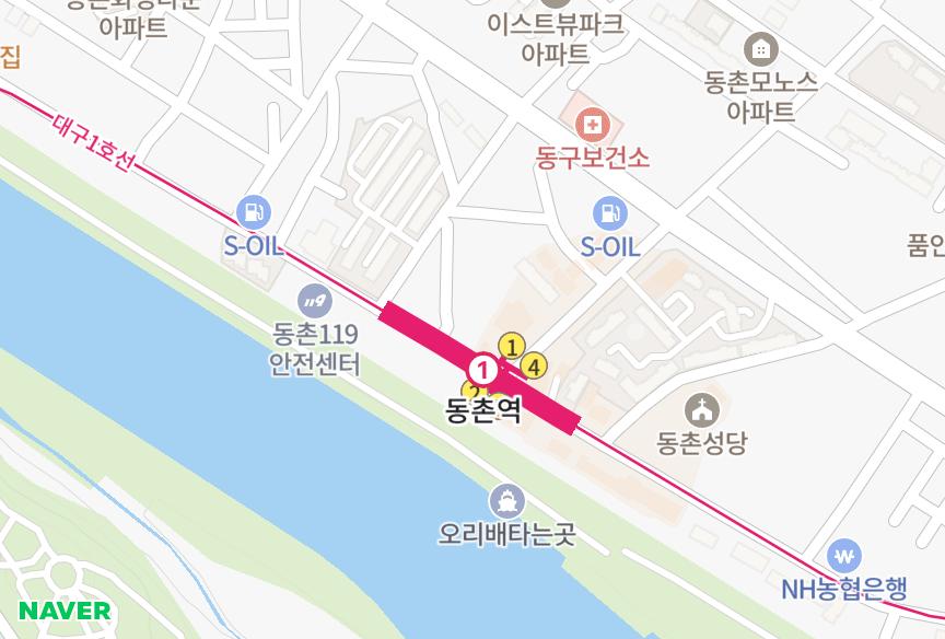 대구광역시 동구 검사동 서인리버파크빌 위치·실거래 시세 지도