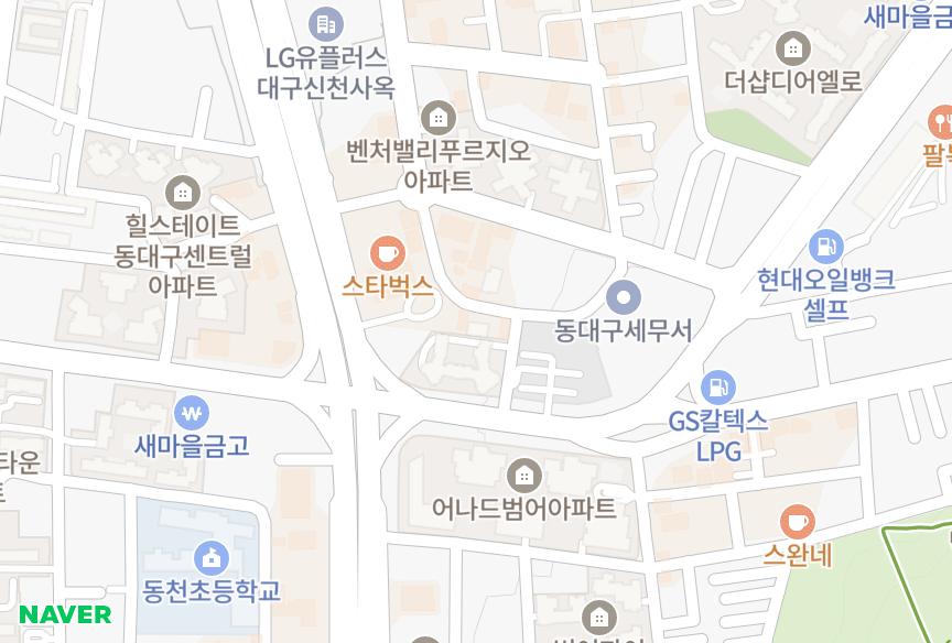 대구광역시 동구 신천동 부국타워 위치·실거래 시세 지도