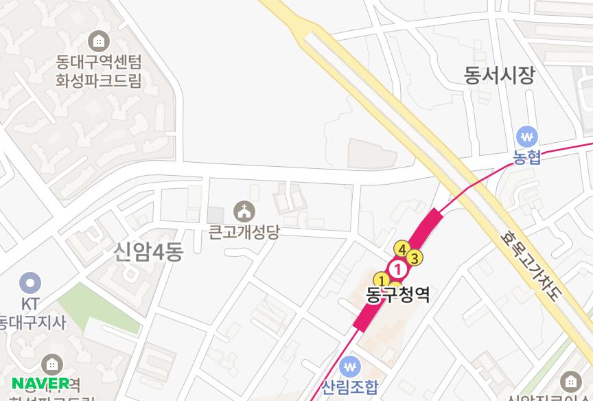 대구광역시 동구 신암동 이스트타운101차 위치·실거래 시세 지도