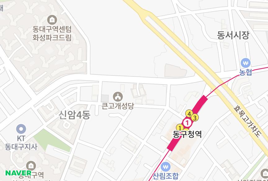 대구광역시 동구 신암동 이스트타운102차 위치·실거래 시세 지도