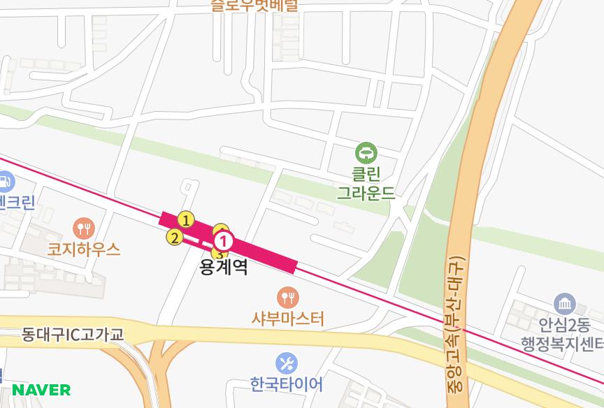 대구광역시 동구 용계동 해오름타운102동 위치·실거래 시세 지도
