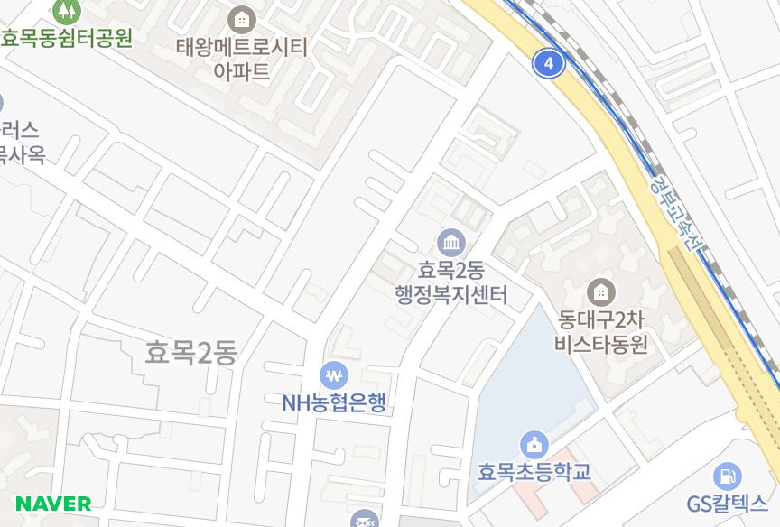 대구광역시 동구 효목동 여유로운家101동 위치·실거래 시세 지도