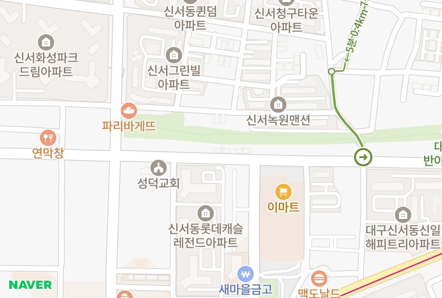 대구광역시 동구 신서동 서호클래식명가 위치·실거래 시세 지도
