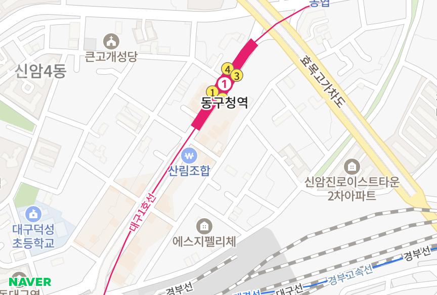 대구광역시 동구 신암동 이스트캐슬 위치·실거래 시세 지도