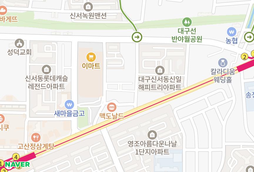 대구광역시 동구 신서동 일산빌라 위치·실거래 시세 지도