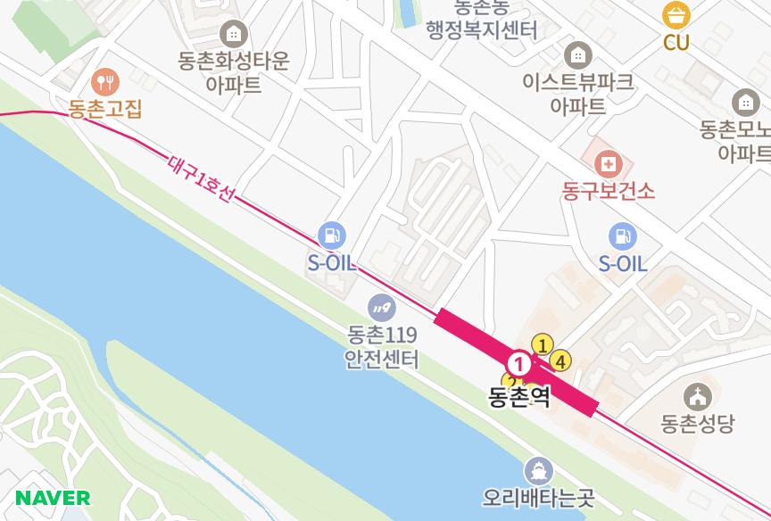 대구광역시 동구 검사동 동촌드림파크 위치·실거래 시세 지도
