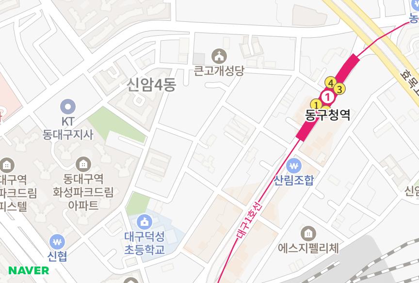 대구광역시 동구 신암동 월성타운 위치·실거래 시세 지도