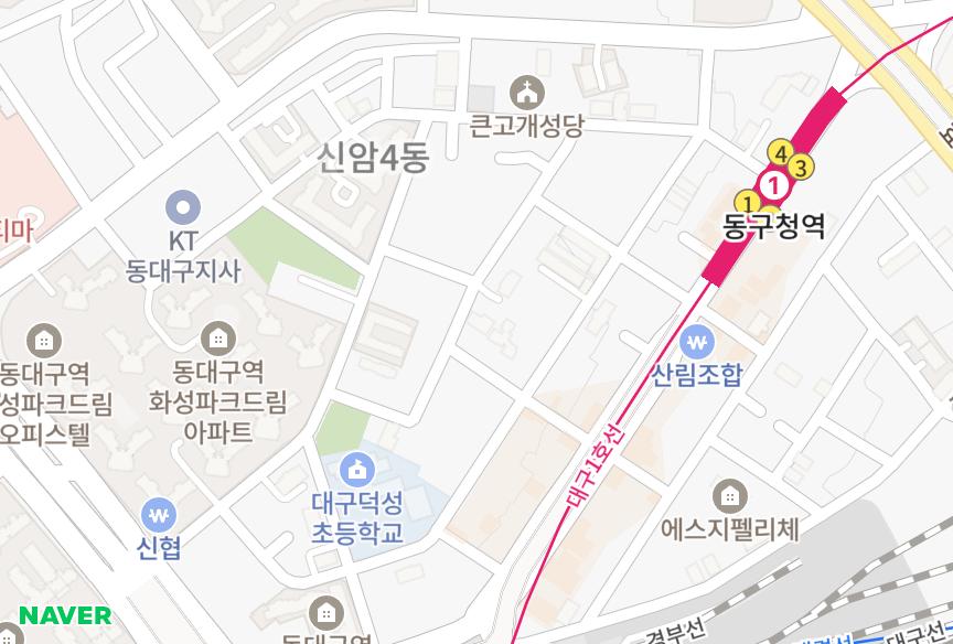 대구광역시 동구 신암동 누리타운 위치·실거래 시세 지도