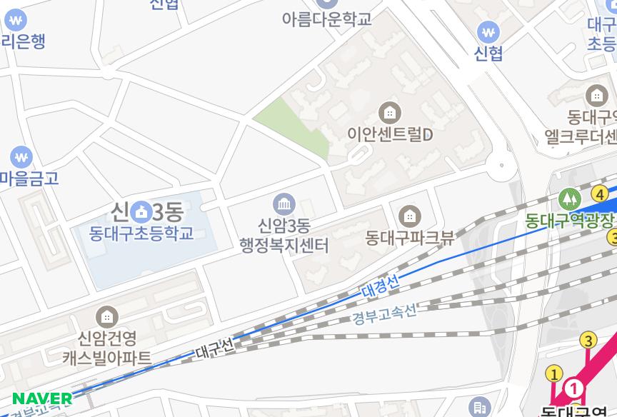 대구광역시 동구 신암동 삼승인터타워빌 위치·실거래 시세 지도