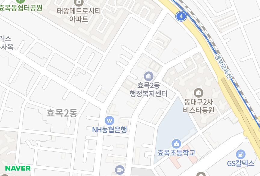 대구광역시 동구 효목동 여유로운家102동 위치·실거래 시세 지도