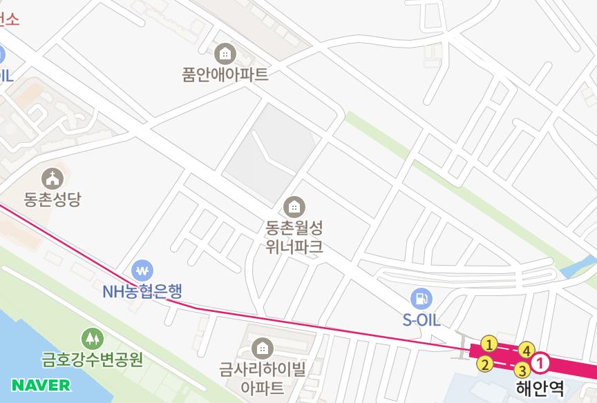 대구광역시 동구 검사동 월성위너파크 위치·실거래 시세 지도