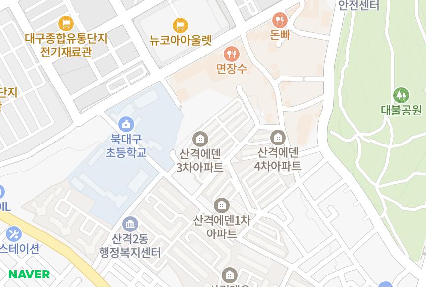대구광역시 북구 산격동 산격에덴3차 위치·실거래 시세 지도