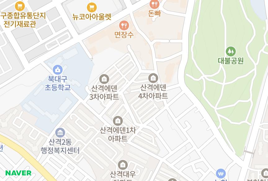 대구광역시 북구 산격동 산격에덴4차 위치·실거래 시세 지도