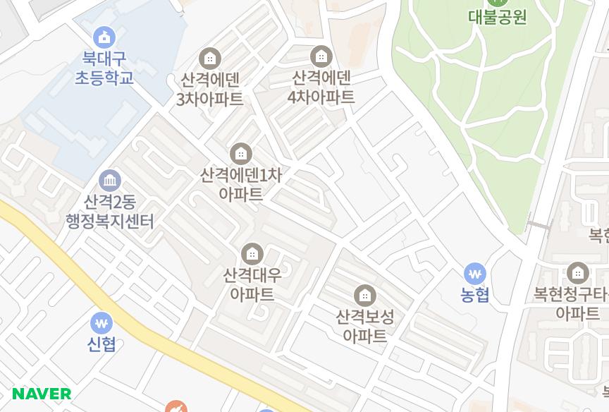 대구광역시 북구 산격동 산격에덴2차 위치·실거래 시세 지도