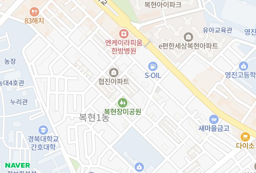 대구광역시 북구 복현동 럭키5차 위치·실거래 시세 지도