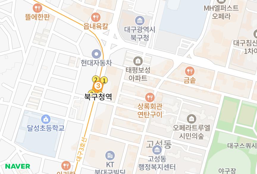 대구광역시 북구 고성동3가 우일맨션 위치·실거래 시세 지도