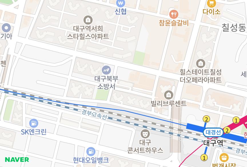 대구광역시 북구 칠성동2가 월성로얄하이츠 위치·실거래 시세 지도