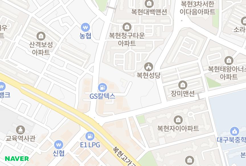 대구광역시 북구 복현동 리더스타운 위치·실거래 시세 지도