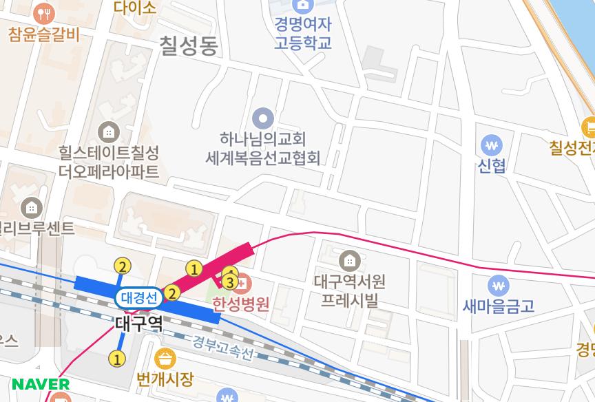 대구광역시 북구 칠성동2가 칠성동금류 위치·실거래 시세 지도