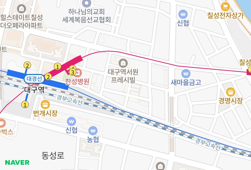 대구광역시 북구 칠성동2가 삼남 위치·실거래 시세 지도