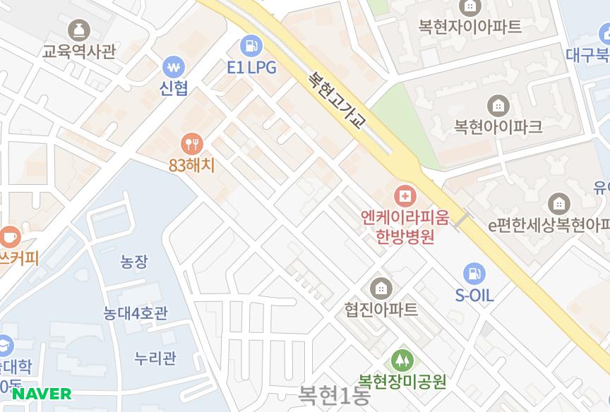 대구광역시 북구 복현동 뉴그랜파크101동 위치·실거래 시세 지도