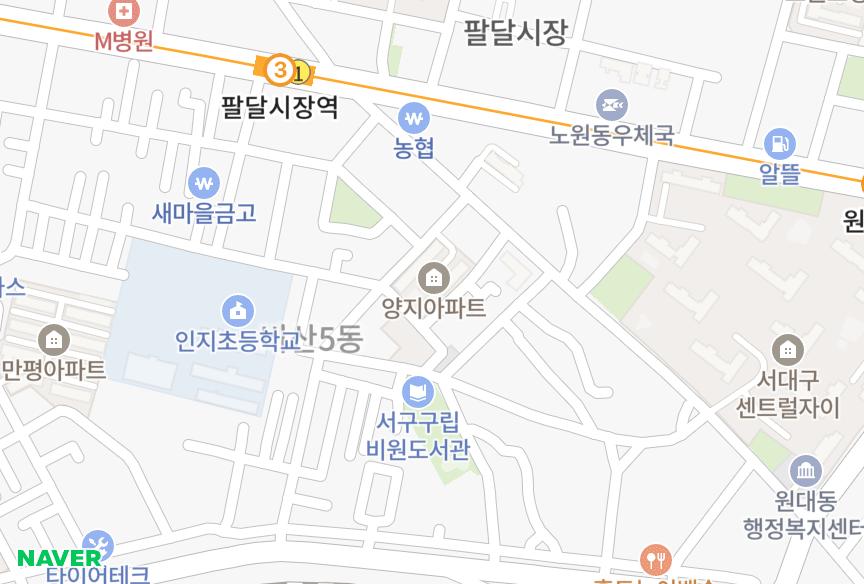 대구광역시 서구 비산동 비산양지 위치·실거래 시세 지도