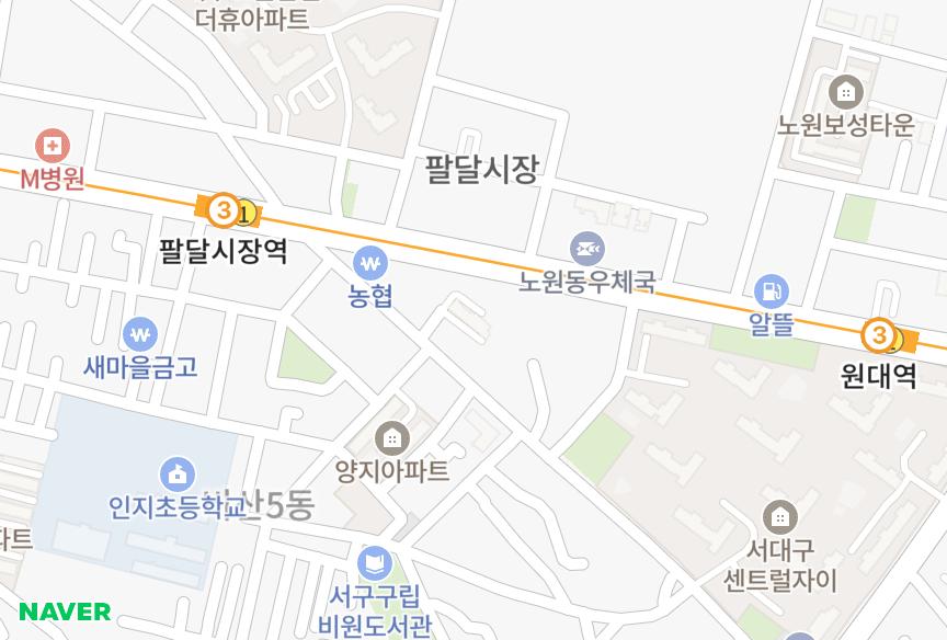 대구광역시 서구 원대동3가 원대반도 위치·실거래 시세 지도
