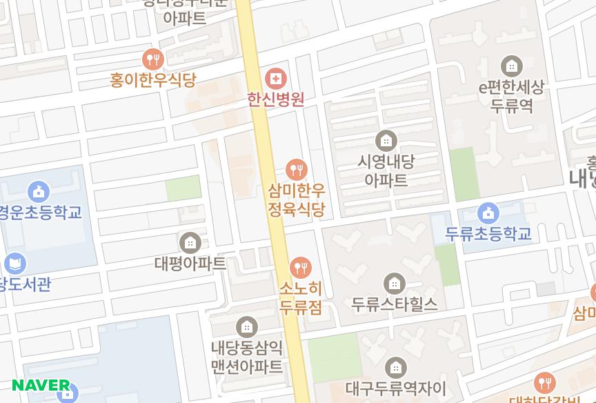 대구광역시 서구 내당동 킹스턴파크 위치·실거래 시세 지도