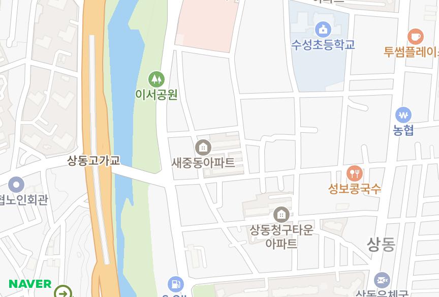 대구광역시 수성구 상동 새중동 위치·실거래 시세 지도