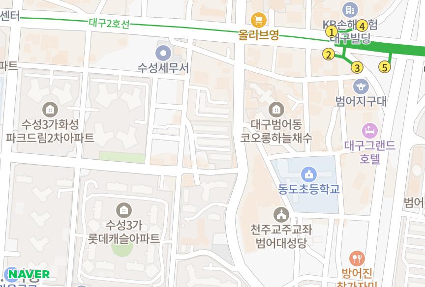 대구광역시 수성구 범어동 우방크로바 위치·실거래 시세 지도
