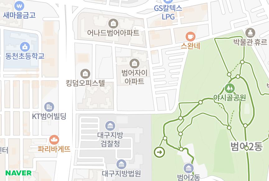대구광역시 수성구 범어동 목화 위치·실거래 시세 지도