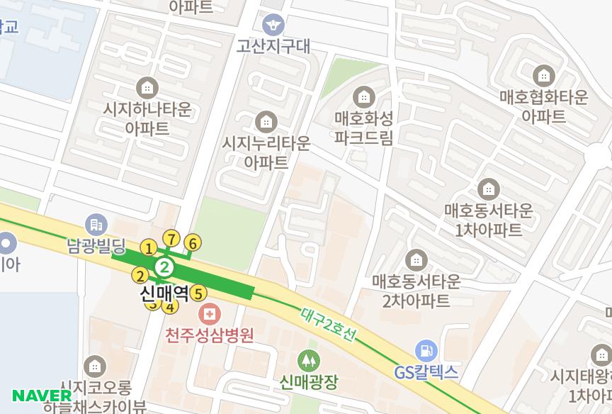 대구광역시 수성구 매호동 매호유성푸르나임 위치·실거래 시세 지도