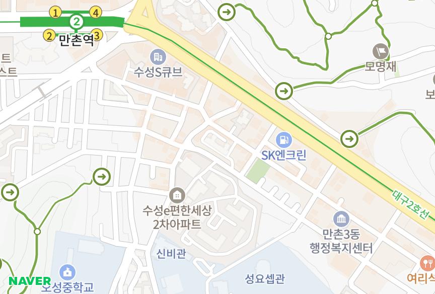 대구광역시 수성구 만촌동 만촌역태왕아너스 위치·실거래 시세 지도