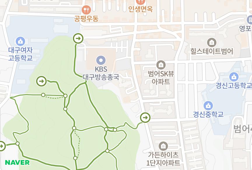 대구광역시 수성구 범어동 범어우방파크빌 위치·실거래 시세 지도