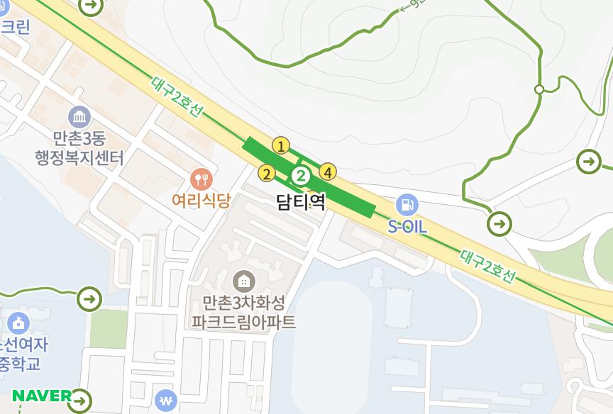대구광역시 수성구 만촌동 담티힐즈 위치·실거래 시세 지도