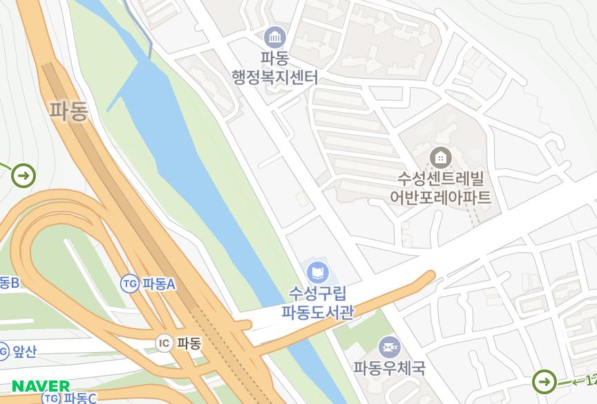 대구광역시 수성구 파동 경남리버파크 위치·실거래 시세 지도