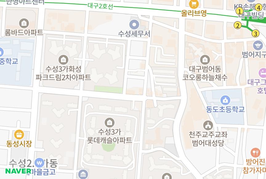 대구광역시 수성구 수성동3가 수성센스빌 위치·실거래 시세 지도